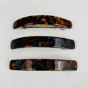 3 Tortoise Shell Color Barrettes Made in France Hair Clasp
